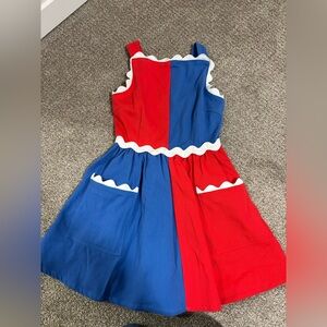 Fashion Brand Company Red and Blue Dress with White Accents